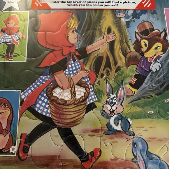 Vintage NOS Play And Learn Tray Little Red Ridding Hood Puzzle Sealed Norway - Picture 2 of 5
